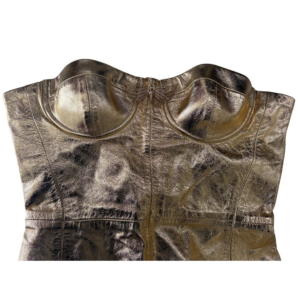 Blumarine Gold Metallic Strapless Midi Dress - Picture 5 of 16